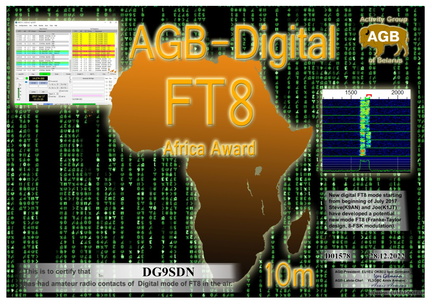DG9SDN-FT8 Africa-10M AGB